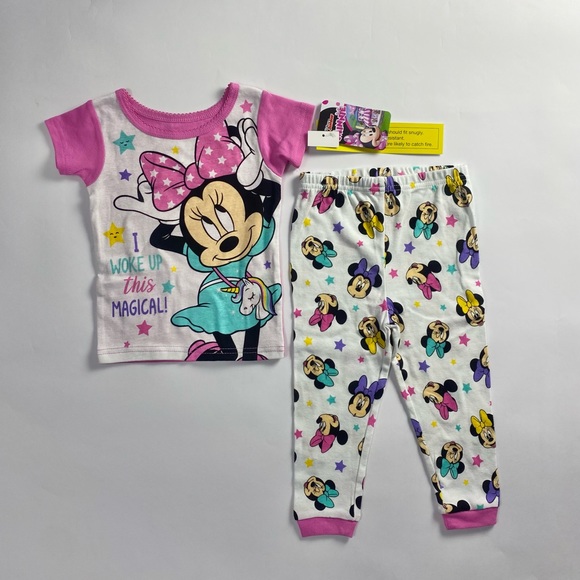 Minnie Mouse Toddler Girl Snug Fit Cotton Short Sleeve Pajamas - Picture 2 of 6